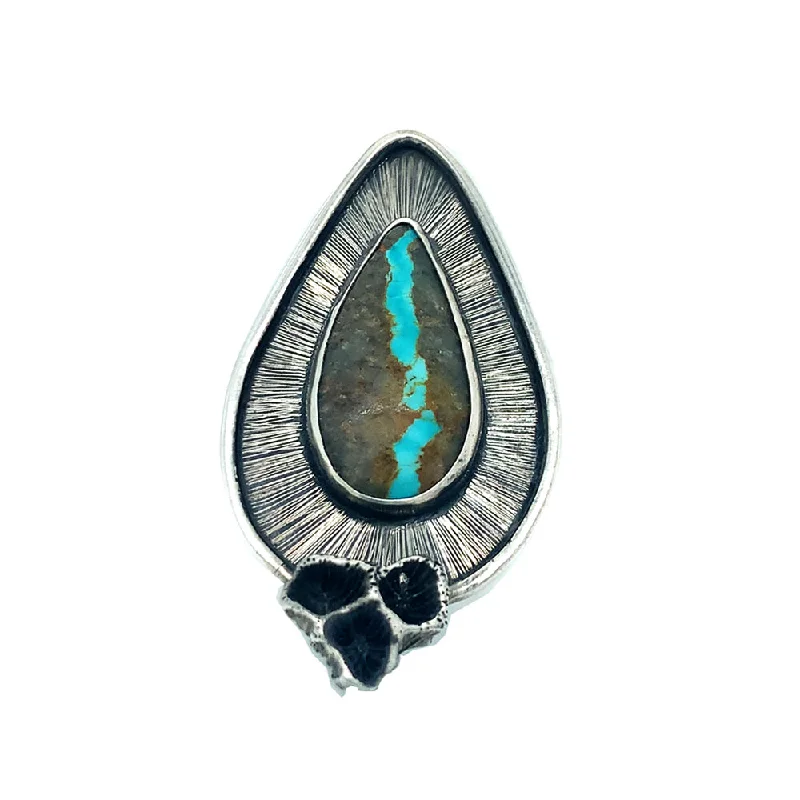 Ladies topaz rings-Turquoise and Silver Ring - "Ancient Seabed"