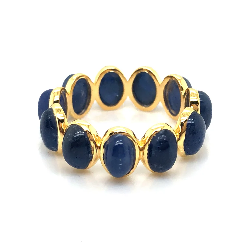 Ladies large statement rings-Gemstone Oval Ring In 18K Yellow Gold