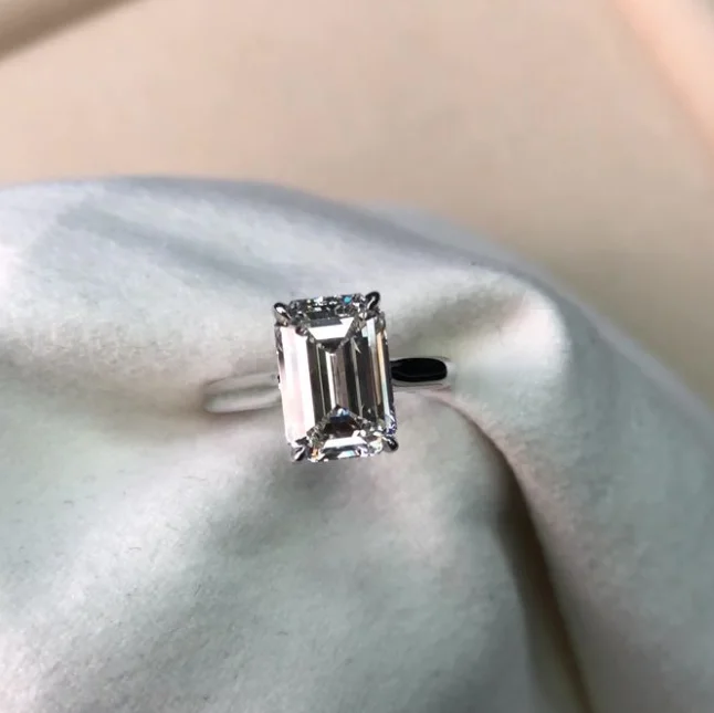 Ladies minimalist rings-Emerald Cut Solitare Ring