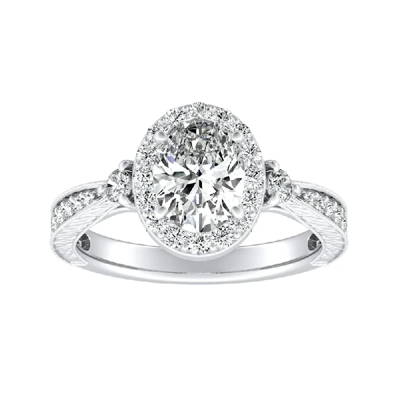 Ladies timeless engagement rings-Auriya Platinum Vintage Oval Halo Diamond Engagement Ring 3/4ctw (H-I, SI1-SI2)