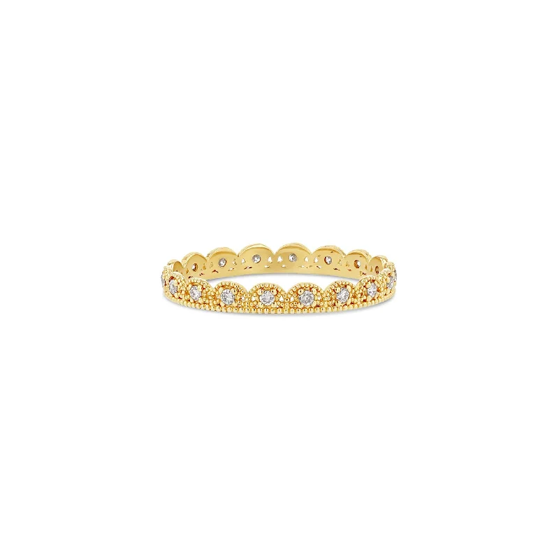 Ladies wedding ring sets-Petite Lace Band with Diamonds