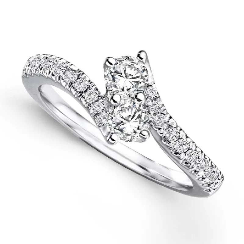 Ladies oval cut engagement rings-Auriya Round 2-Stone Diamond Engagement Ring 1/2ct TDW 14K Gold