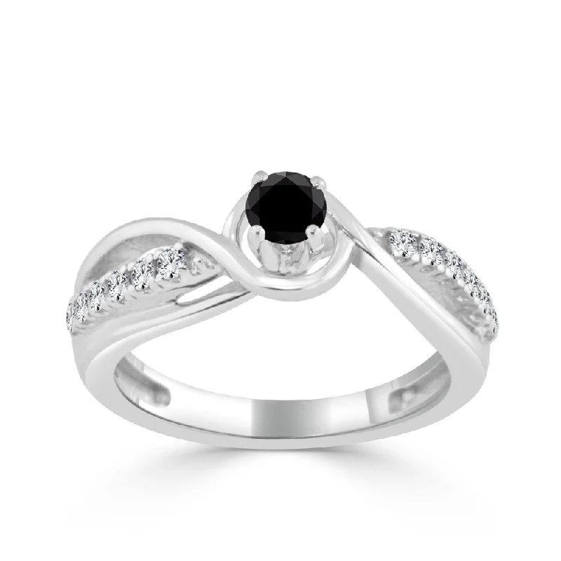 Ladies twist engagement rings-Auriya 14k Gold 2/5ctw Round Black Diamond Engagement Ring