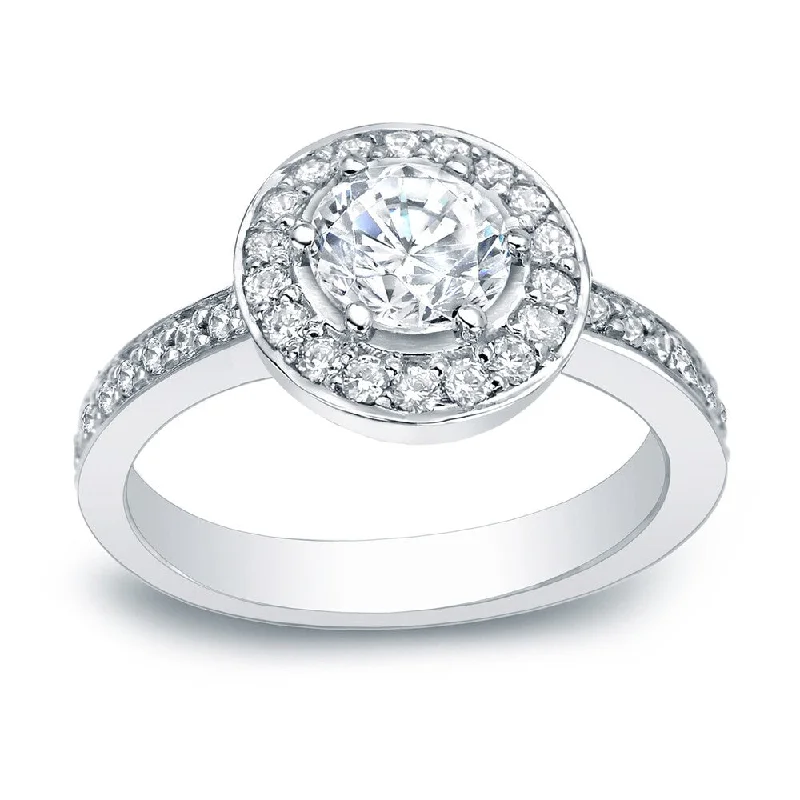 Ladies round cut engagement rings-Auriya Platinum 2/5 carat TW Round Halo Diamond Engagement Ring