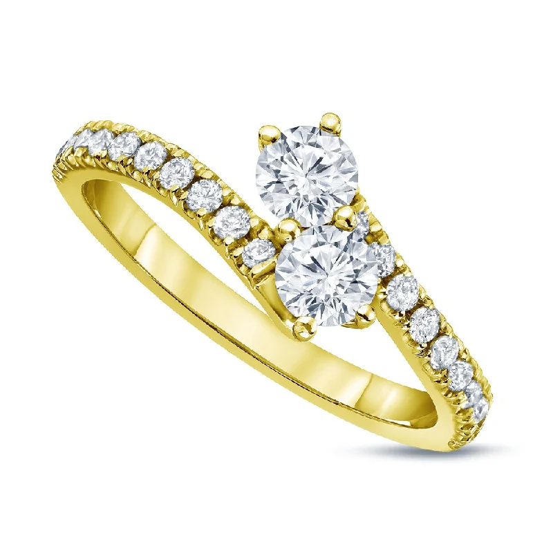 Ladies affordable diamond engagement rings-Auriya 3/4ct TDW Round Two Stone Diamond Engagement Ring 14k Gold (H-I, SI1-SI2)