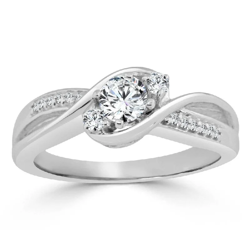 Ladies two-tone engagement rings-Auriya 3-Stone 1/2ctw Round Diamond Engagement Ring 14K Gold