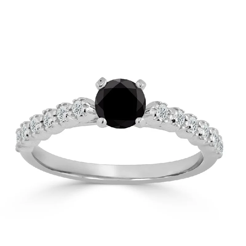 Ladies engagement rings with princess cut-Auriya 3/5ctw Black Diamond Engagement Ring 14K Gold