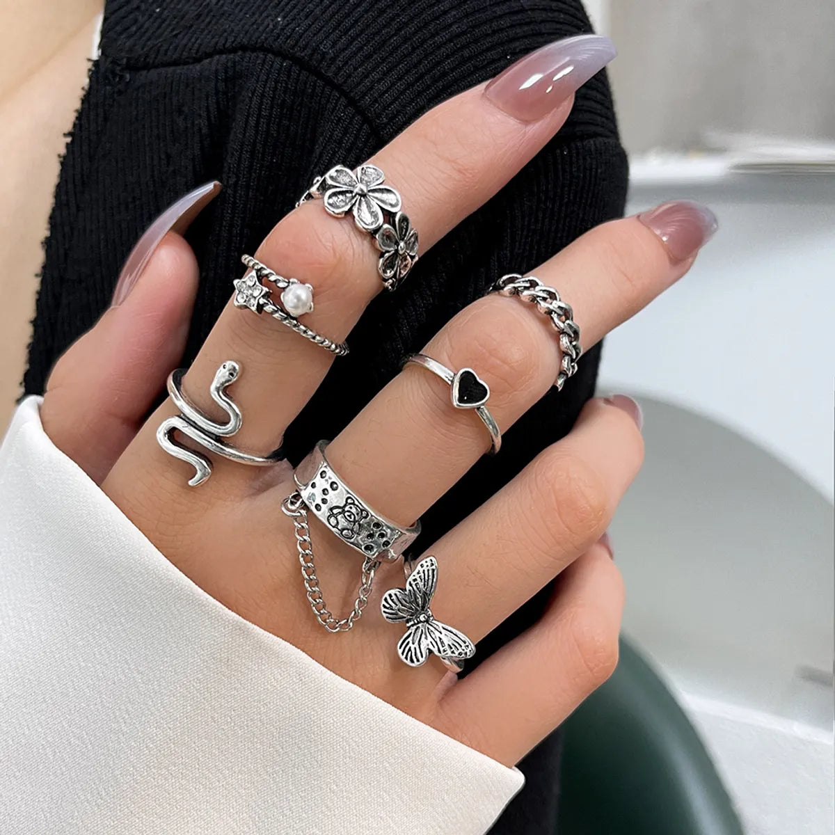 Ladies halo engagement rings-1 Set Fashion Geometric Alloy Plating Women'S Rings