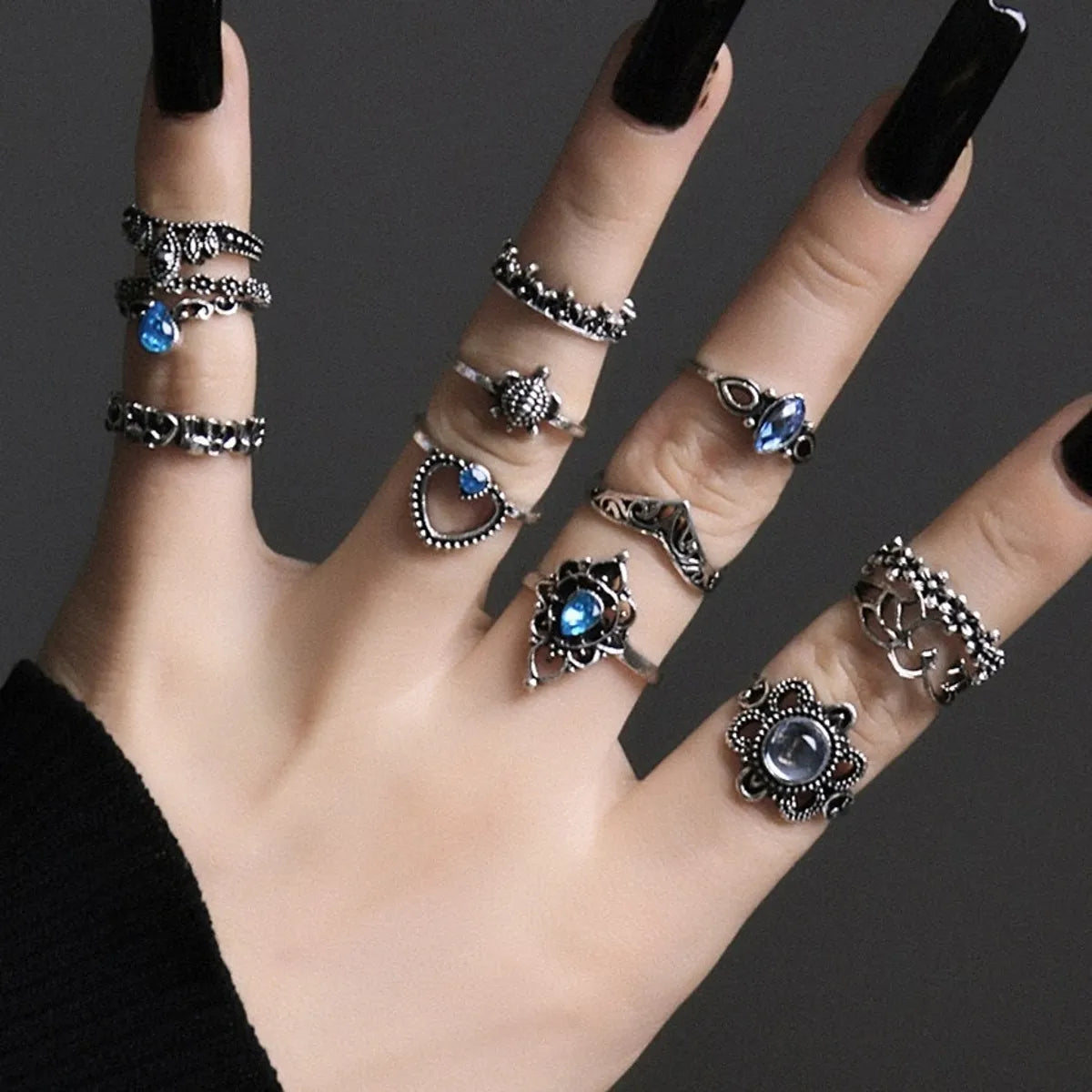 Ladies designer rings-Ethnic Style Geometric Flower Alloy Plating Artificial Gemstones Rings 1 Set