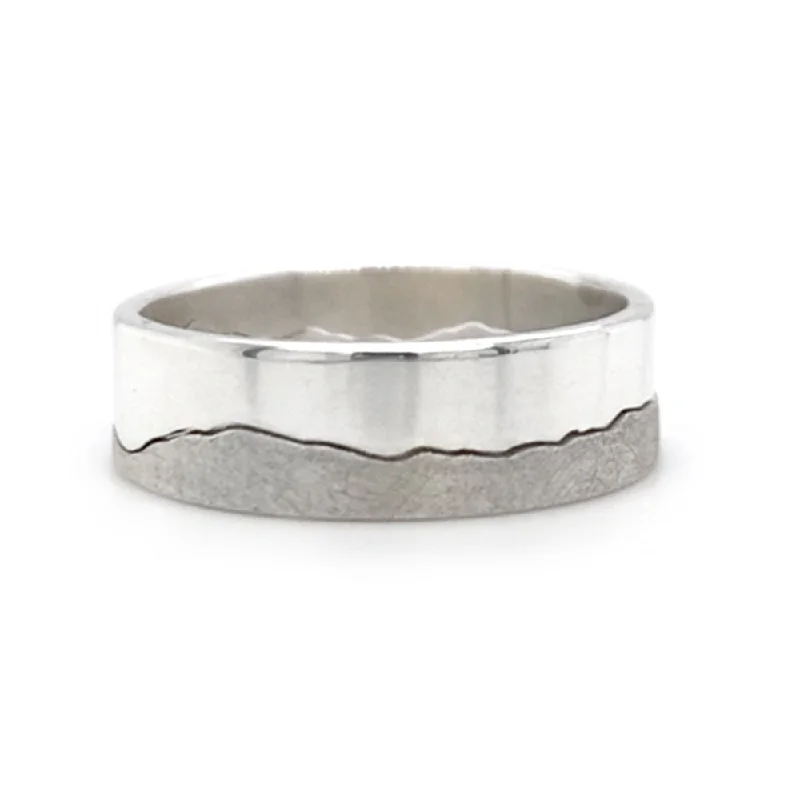 Ladies delicate gold rings-Sterling Silver Interlocking Ring - "Bridger Mountains"