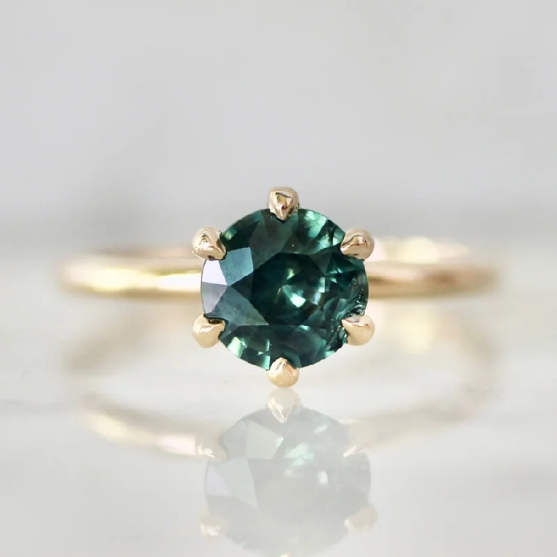 Ladies wedding sets-1.40 Carat Stella Teal Round Brilliant Cut Sapphire Ring