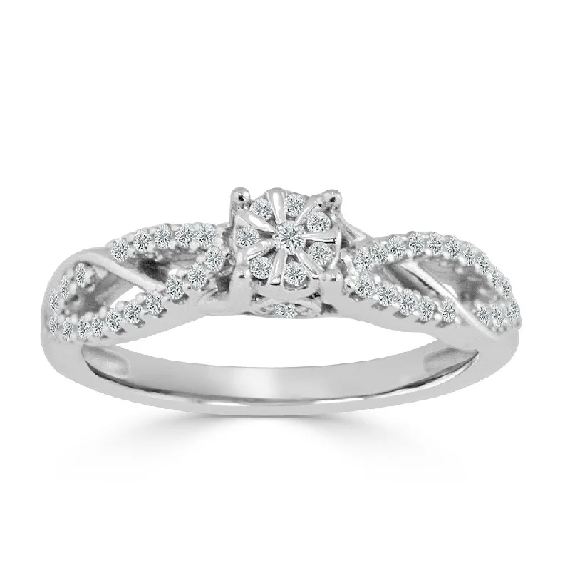 Ladies platinum diamond engagement rings-Auriya 1/2ctw Round Swirl Diamond Engagement Ring 14k Gold