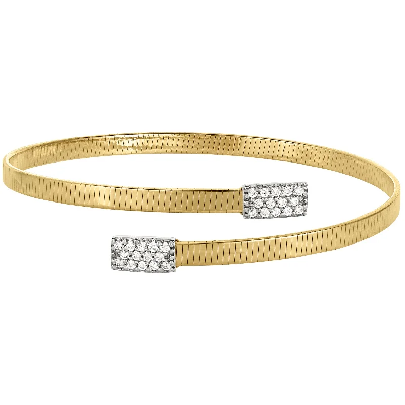 Ladies silver cuff bracelets-Negative Space Omega Wrap Cable Bracelet with Simulated Diamond Accents