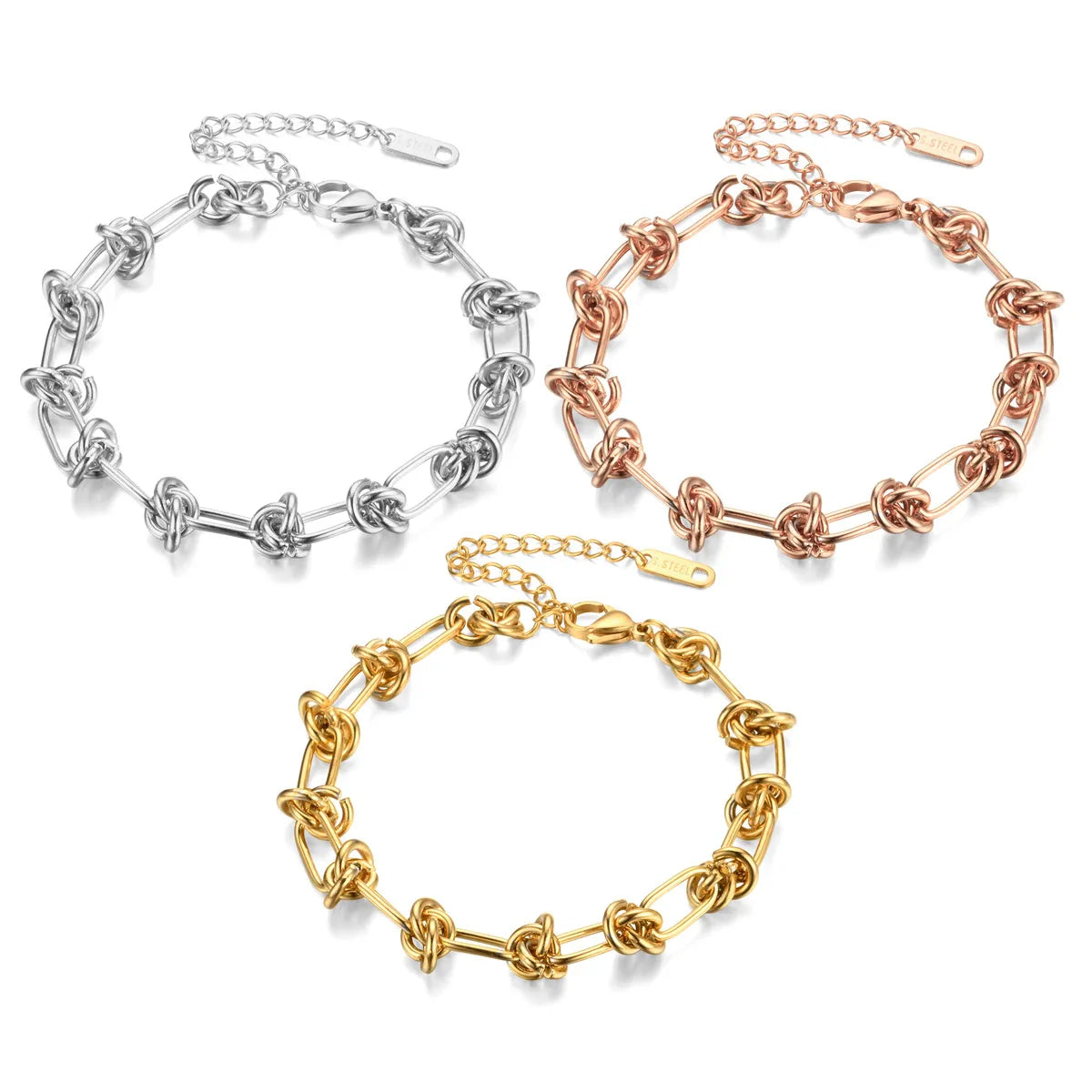 Ladies chain link bracelets-Simple Style Geometric Stainless Steel Bracelets 1 Piece