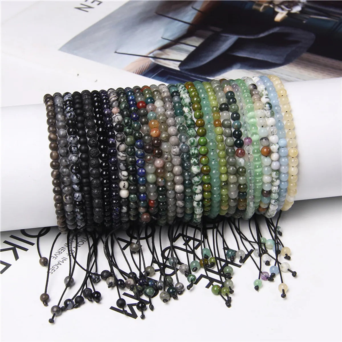 Ladies bangle bracelet sets-Fashion Solid Color Natural Stone Beaded Bracelets