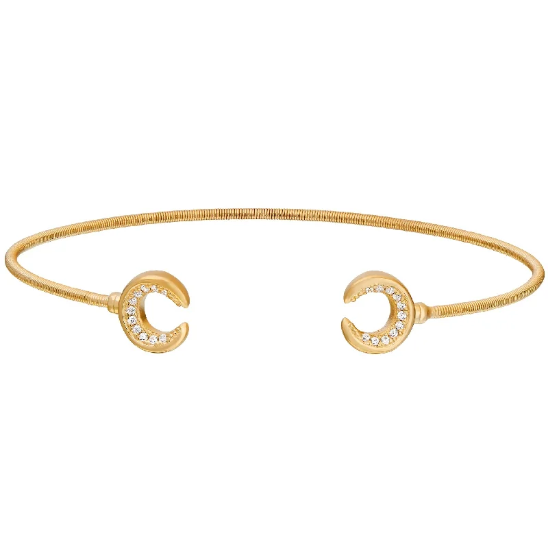 Ladies crystal bangles-Negative Space Cable Bracelet with Crescent Moons