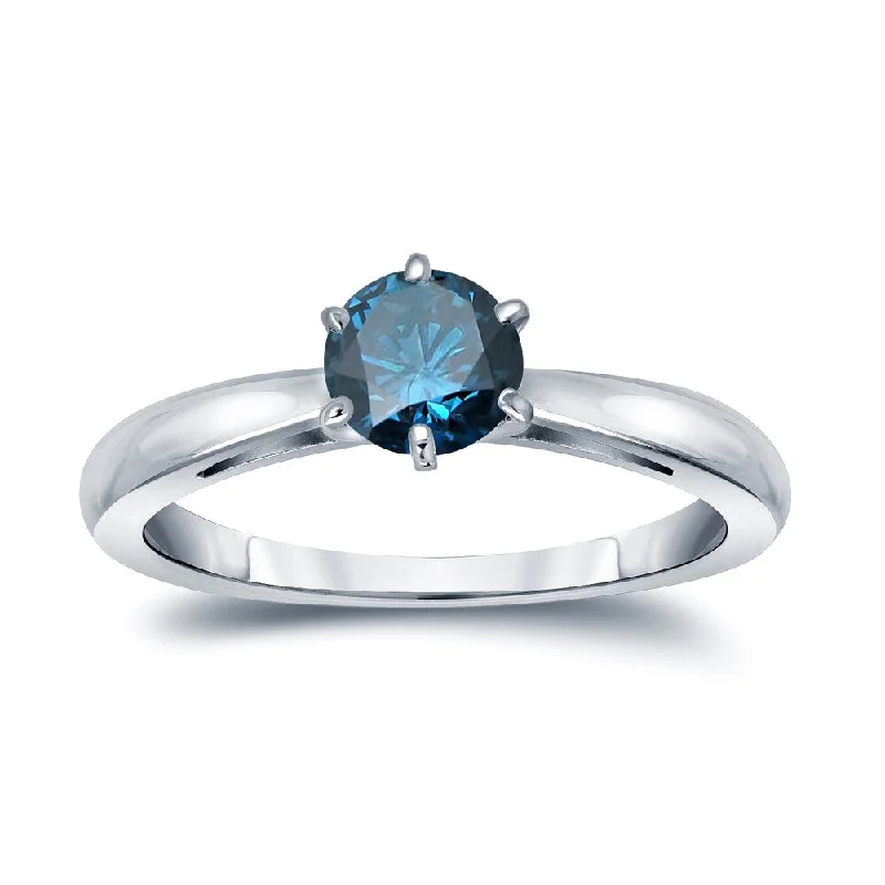 Ladies unique engagement rings-Auriya 14k Gold 1/3ctw Solitaire Blue Diamond Engagement Ring 6-Prong (SI2-SI3)