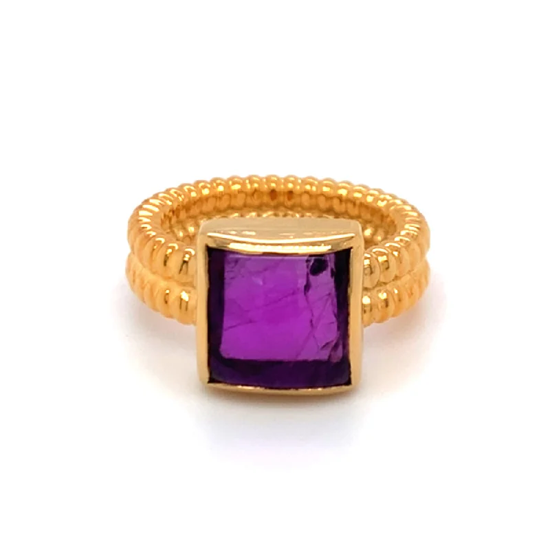 Ladies mixed metal rings-Gold Vermeil & Amethyst Ring - "Royal Treatment"