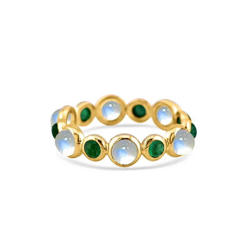 Ladies twisted rings-Gemstone Round Ring In 18K Yellow Gold