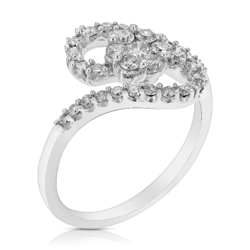 Ladies white gold engagement rings-1/2 cttw Diamond Cocktail Engagement Ring 14K White Gold Round Prong Set