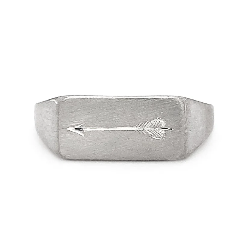 Ladies engagement rings-Sterling Silver Choose Your Weapon Signet Ring - "Arrow"