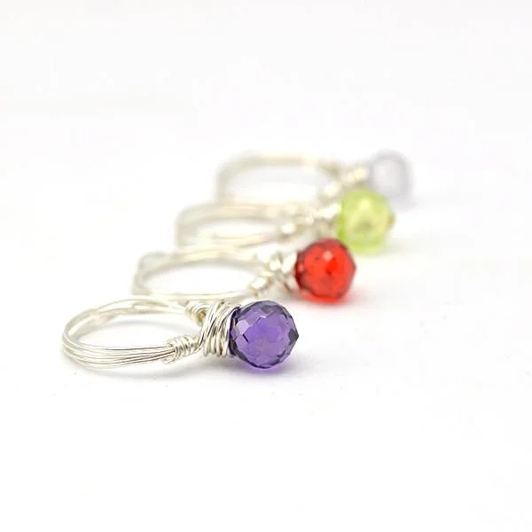 Ladies vintage rings-Candy Ring Wire Wrapped Silver