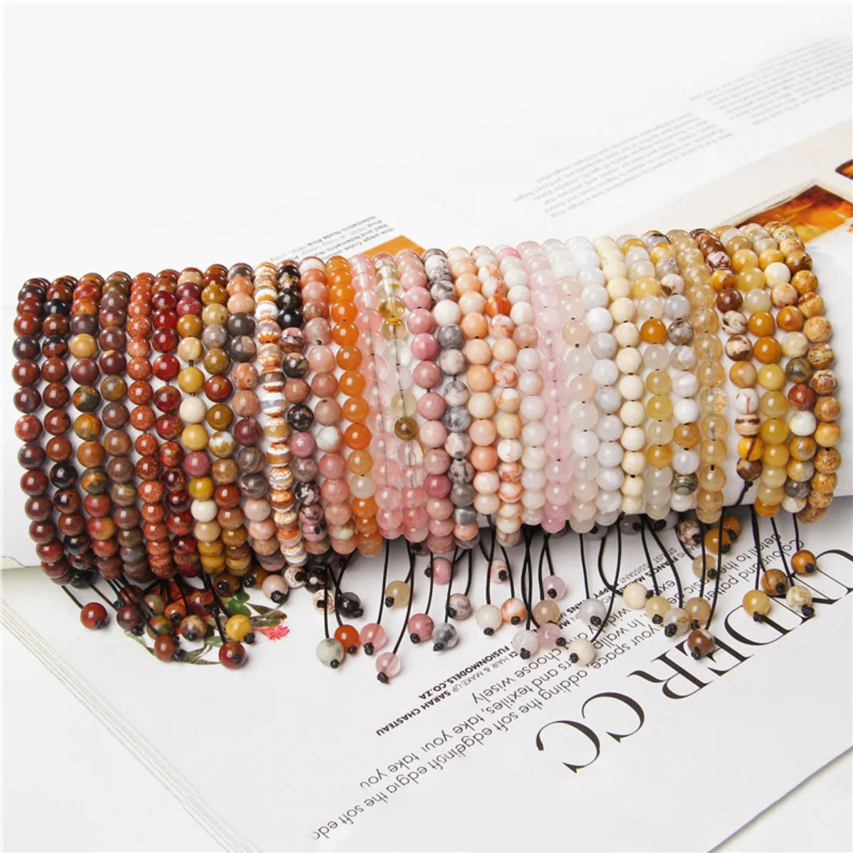 Ladies diamond bangles-Fashion Crack Natural Stone Crystal Beaded Bracelets