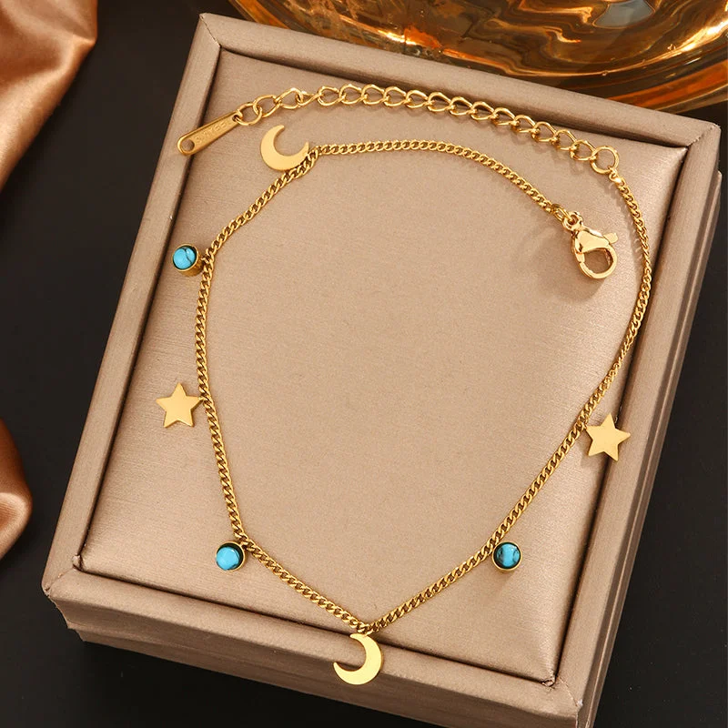 Golden Star Moon Anklet