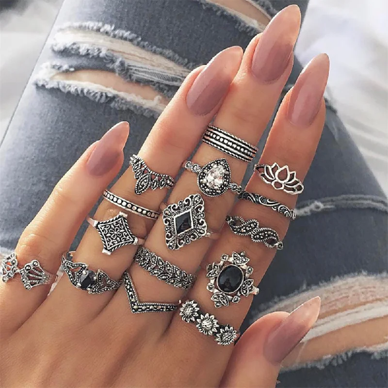 15 Pieces Combined Ring Set