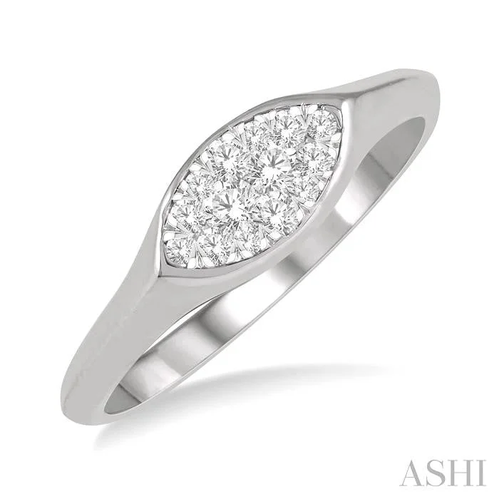 Ladies fashion rings-MARQUISE SHAPE LOVEBRIGHT ESSENTIAL DIAMOND SIGNET RING