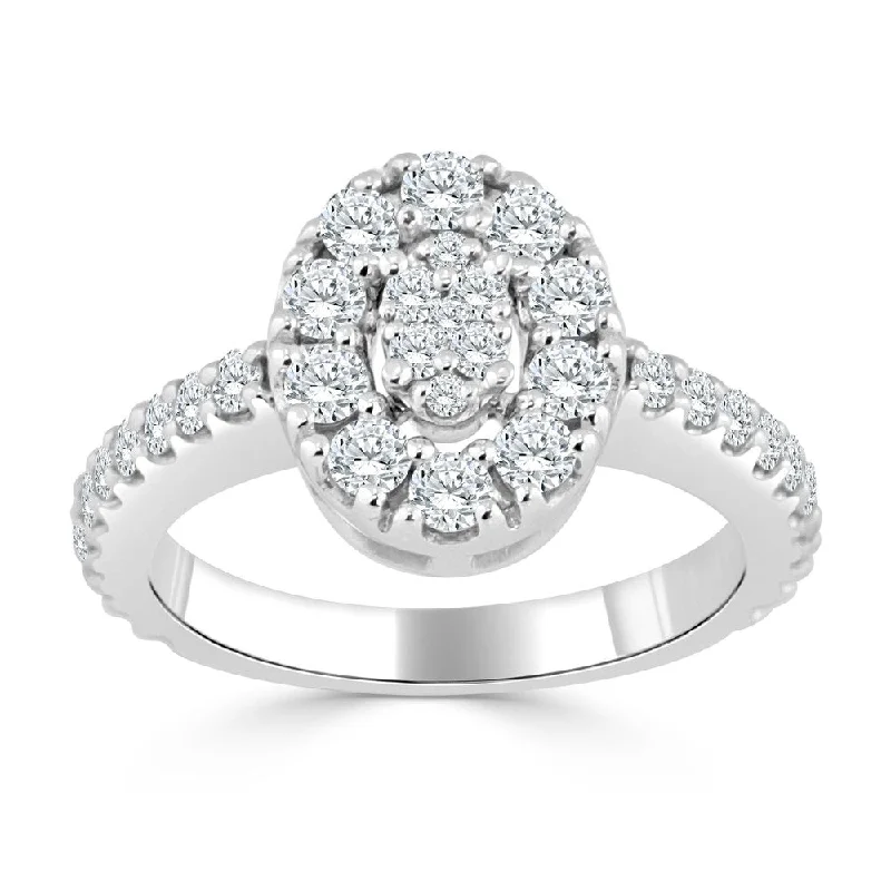 Ladies vintage diamond engagement rings-Auriya Oval Shaped 1/2ctw Halo Diamond Engagement Ring 14k Gold