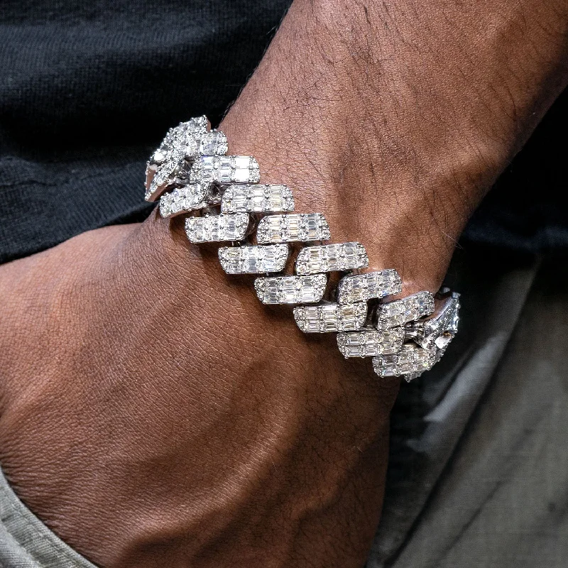 Ladies sterling silver bracelets-High End Jewelry - Iced Out Baguette Miami Cuban Link Bracelet