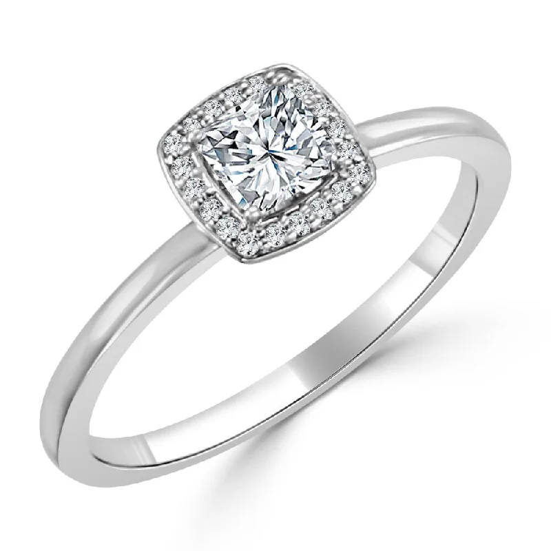 Ladies affordable diamond engagement rings-10K Gold Princess-Cut 1/3ct TDW Diamond Halo Engagement Ring