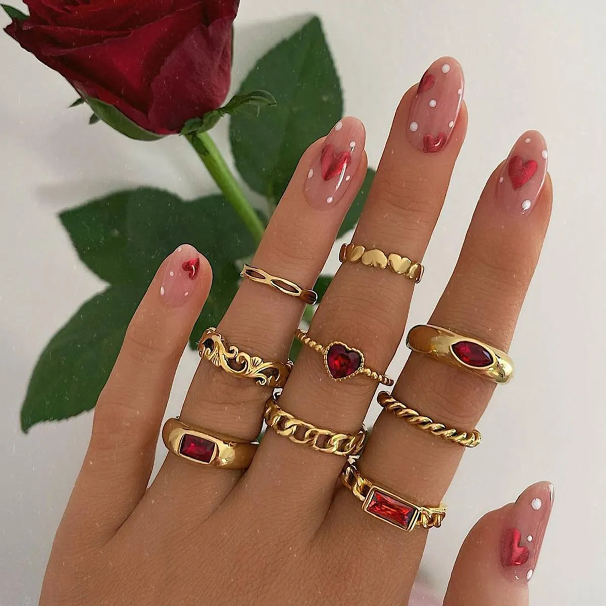 Ladies boho style rings-Simple Style Heart Shape Alloy Inlay Rhinestones Women'S Open Rings