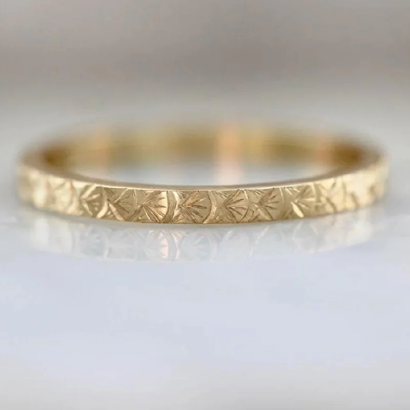 Ladies adjustable rings-Run Wild Art Deco Engraved Gold Band