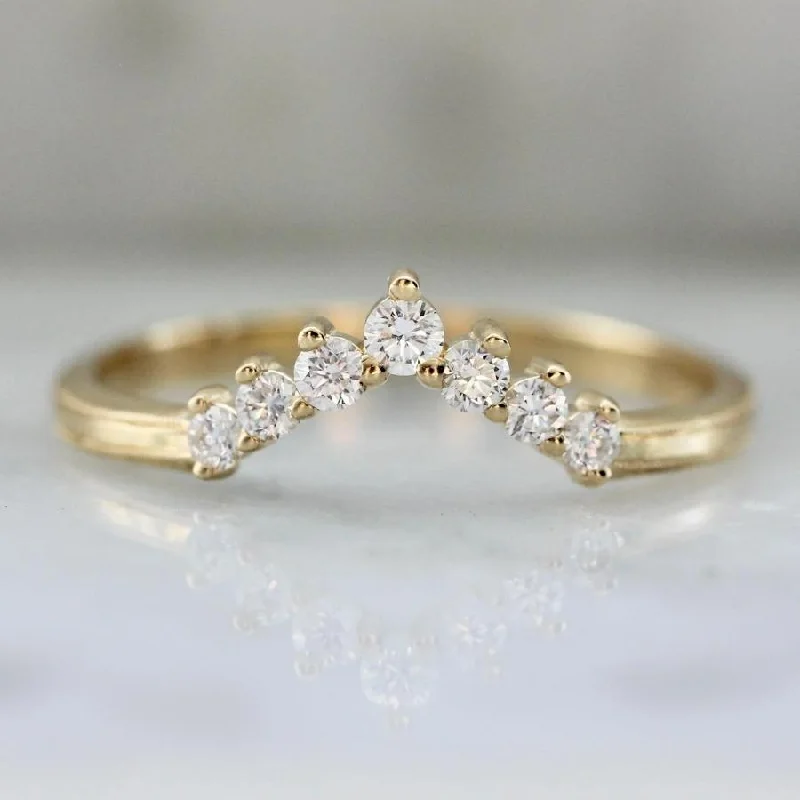 Ladies custom diamond rings-Lune V Shaped Tiara Diamond Band