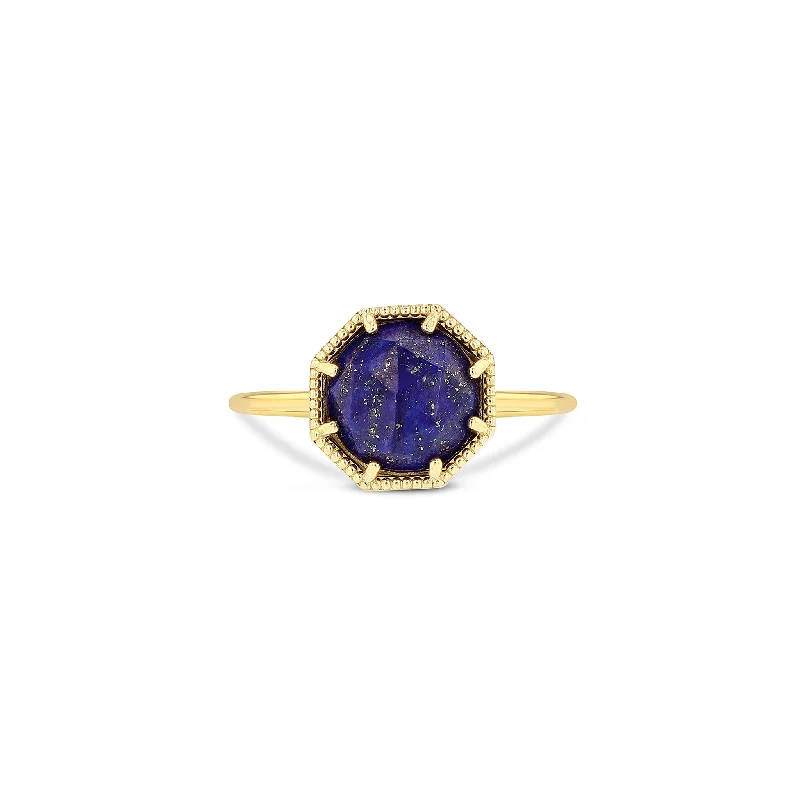 Ladies eternity rings-Maman Crown Bezel Lapis Ring