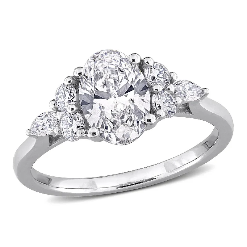 Ladies unique diamond engagement rings-Created Forever by Miadora 1 5/8ct TW Multi-Shaped Lab-Grown Diamond Engagement Ring in 14k White Gold