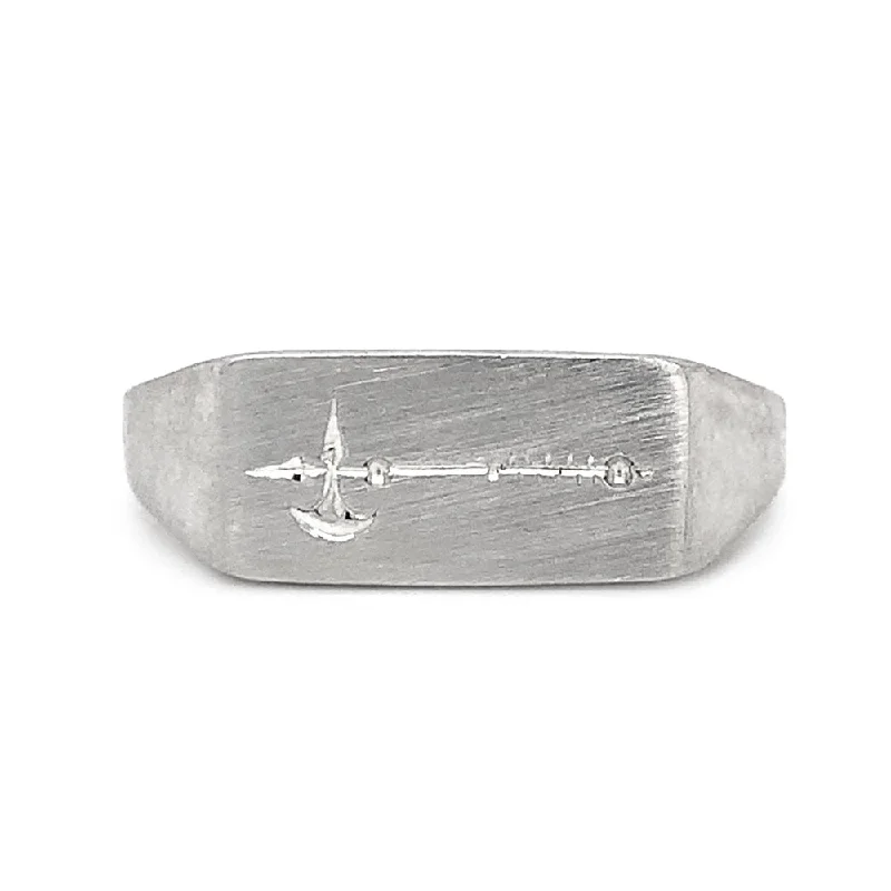 Ladies diamond rings-Sterling Silver Choose Your Weapon Signet Ring - "Axe"