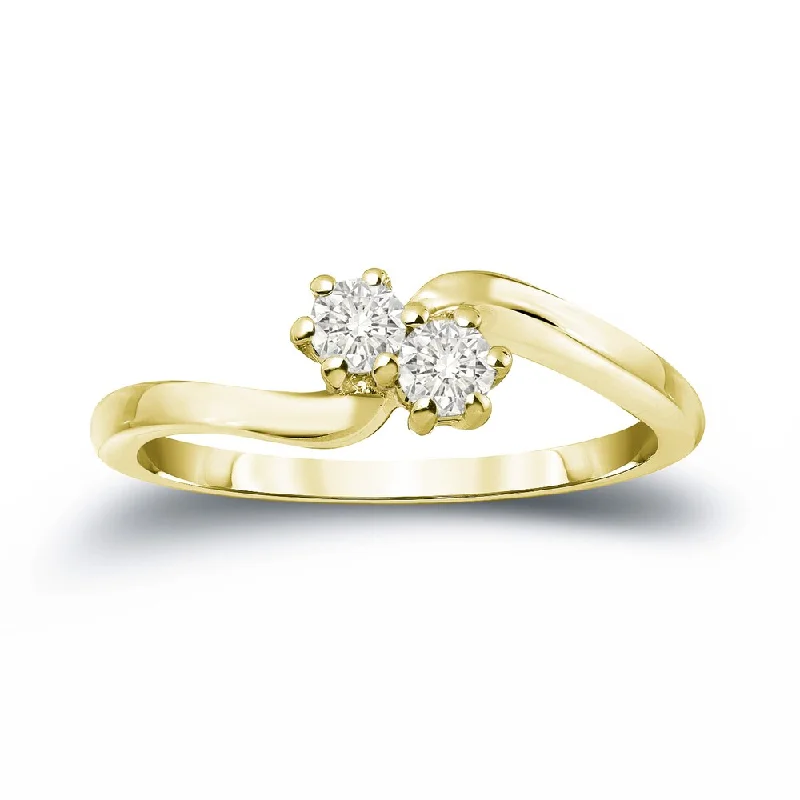 Ladies engagement rings with pave diamonds-Auriya 1/2ctw Round 2-Stone Diamond Engagement Ring 14k Gold