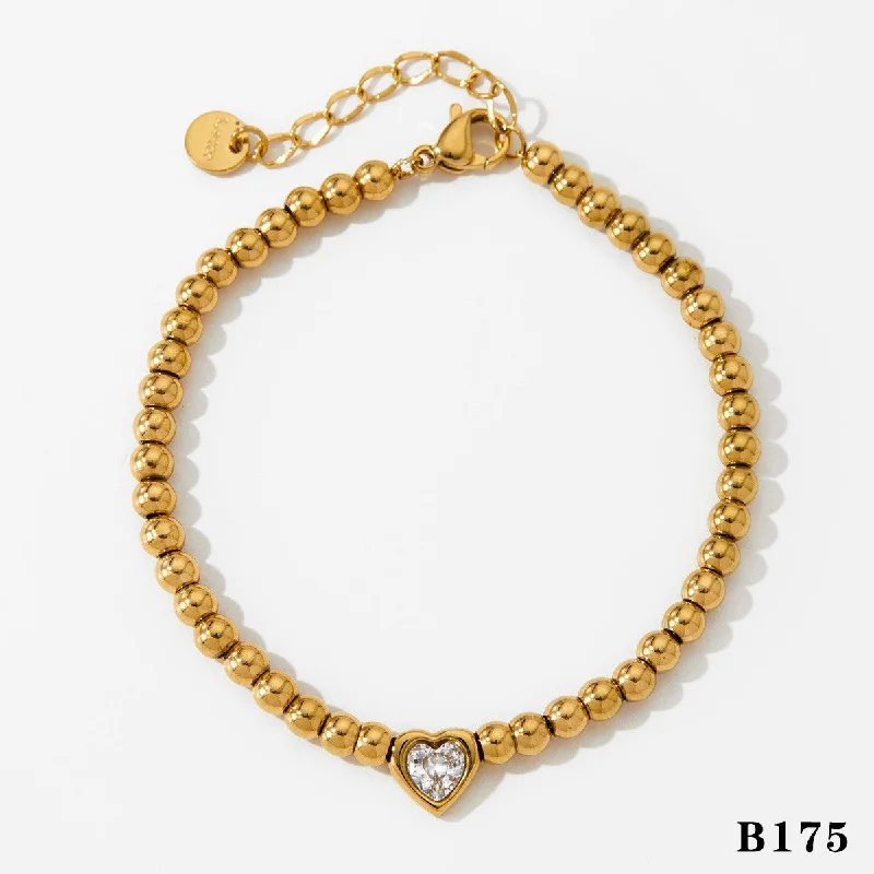 Heart Bead Necklace Gold