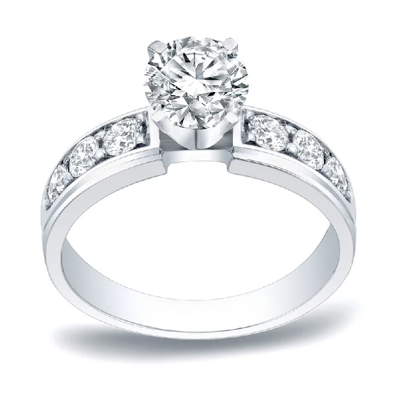 Ladies vintage diamond engagement rings-Auriya Platinum 1ct TDW Round Diamond Solitaire Engagement Ring