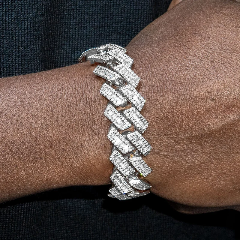 Ladies boho bracelets-High End Jewelry - Diamond Iced Out Cuban Baguette Bracelet