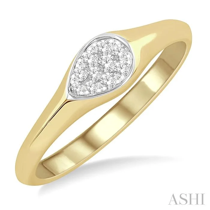 Ladies hammered rings-PEAR SHAPE LOVEBRIGHT ESSENTIAL DIAMOND SIGNET RING