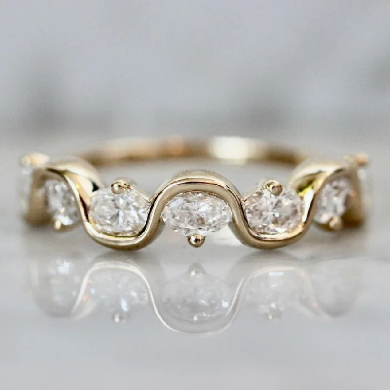 Ladies fancy rings-Vanilla Soft Serve Oval Cut Diamond Band