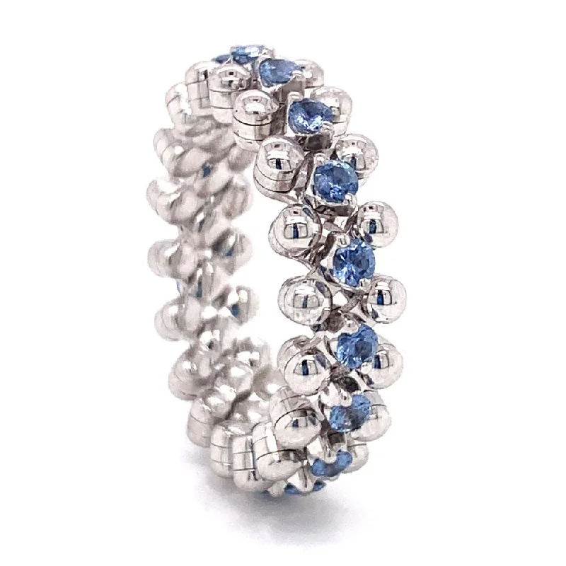 Ladies wedding sets-Exclusive Montana Yogo Sapphire & 18K White Gold Single Row Expandable Ring