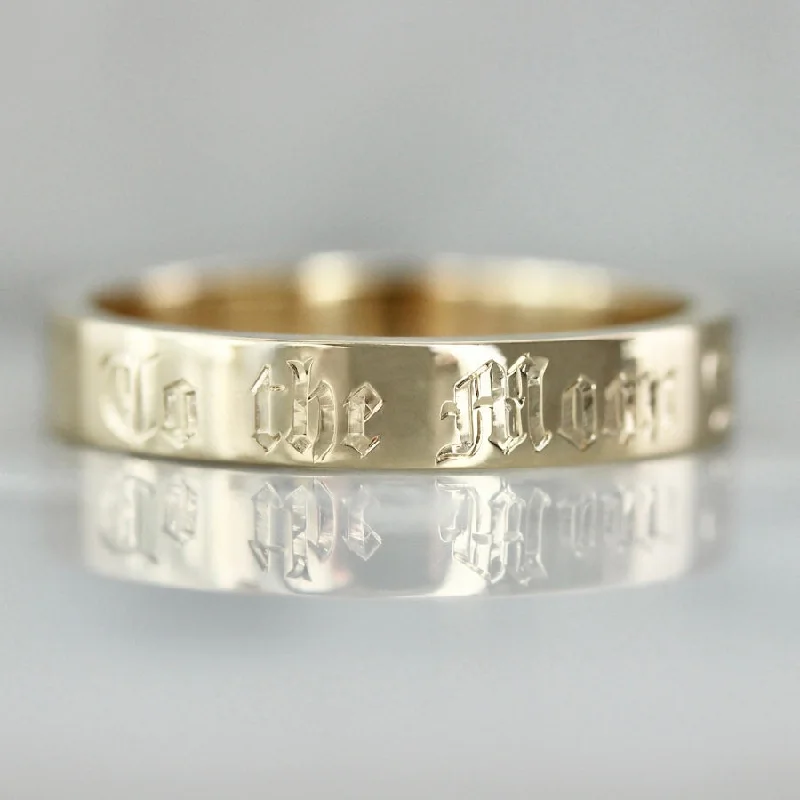 Ladies anniversary rings-To The Moon And Back Engraved Gold Band