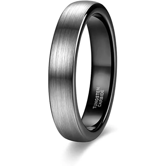 Ladies round cut engagement rings-YORK Unisex Domed Tungsten Engagement Wedding Band Brushed Finish - 4mm - 8mm