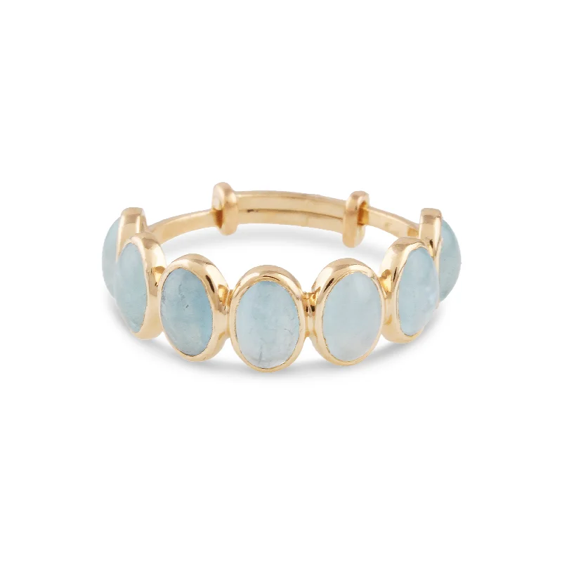 Ladies elegant rings-Gemstone Oval Ring In 18K Yellow Gold