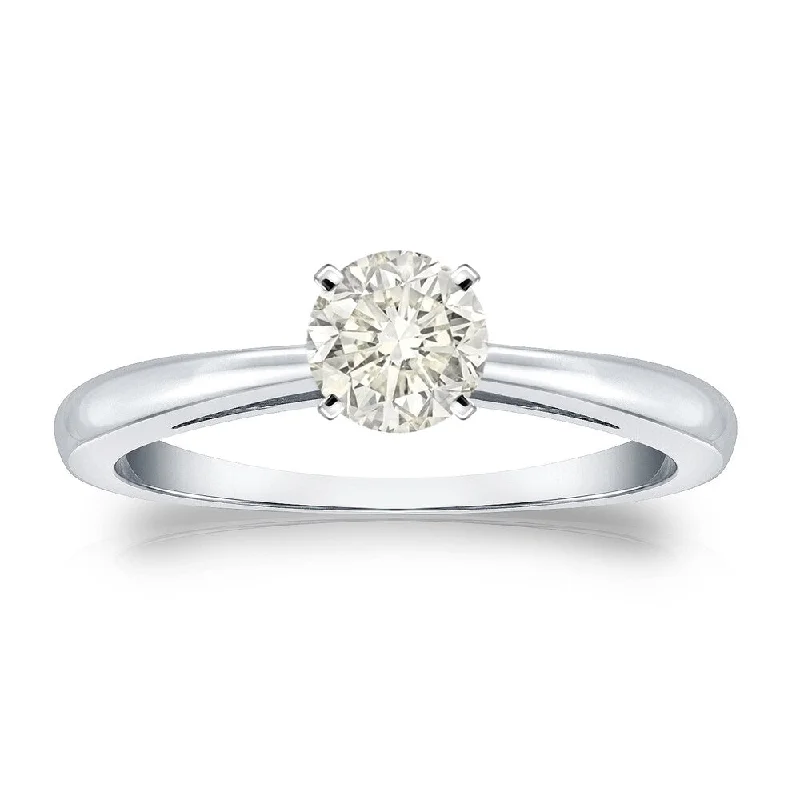 Ladies diamond solitaire rings-Auriya 14k Gold 1/3 carat TW Round Solitaire Diamond Engagement Ring